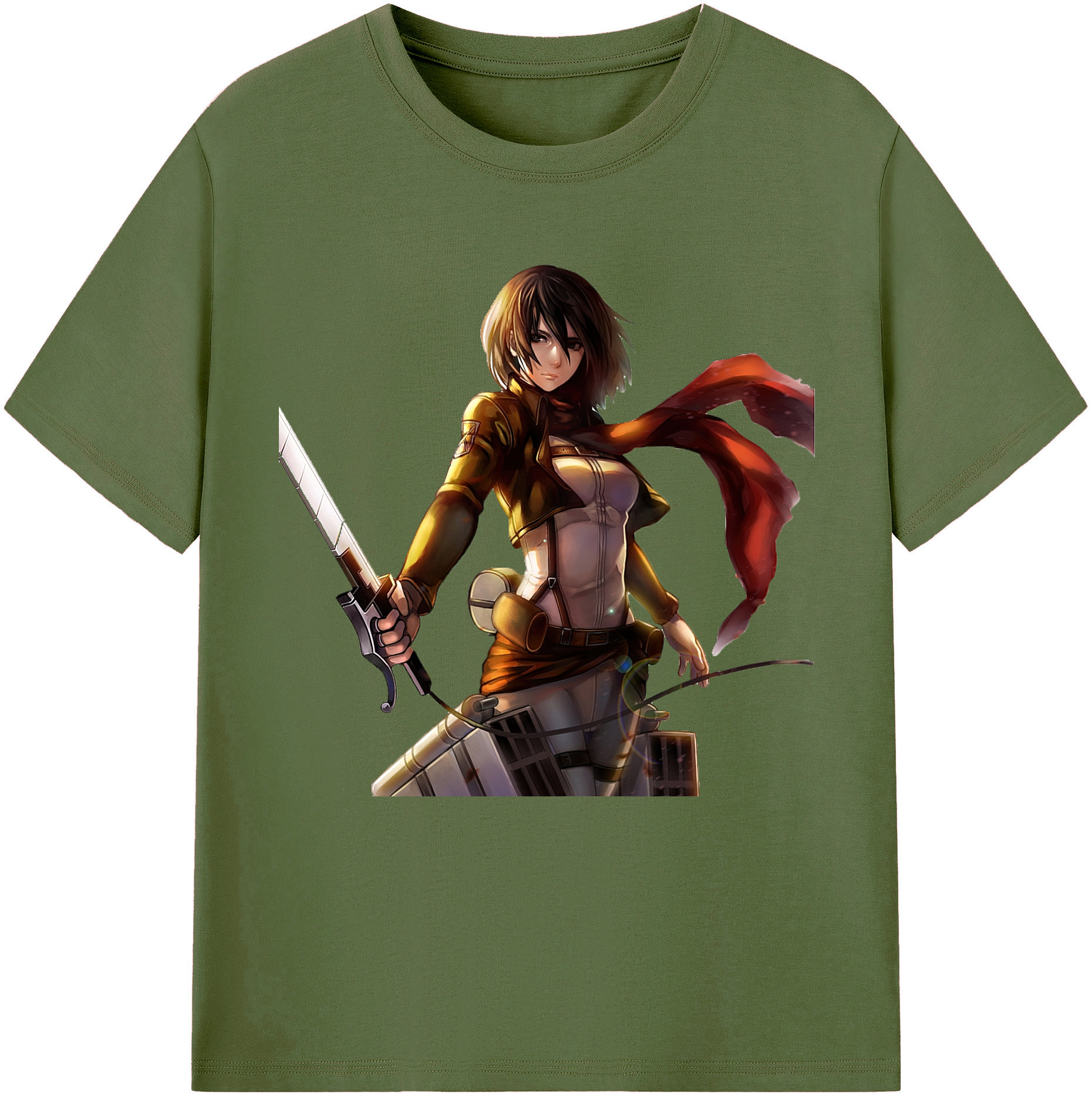 （画像用） 進撃の巨人 ミカサ·アッカーマン Attack on Titan Mikasa Ackerman 綿100％半袖Tシャツ（フロントプリント）